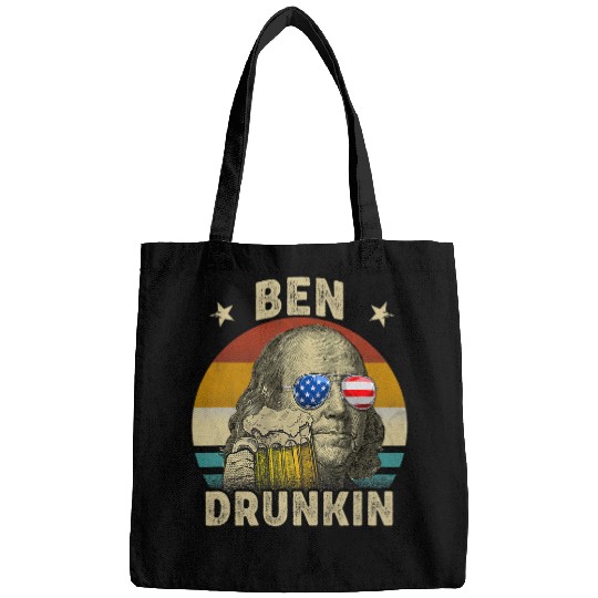 Beer Fun Ben Drankin drunking funny 4th of july beer men woman Bags