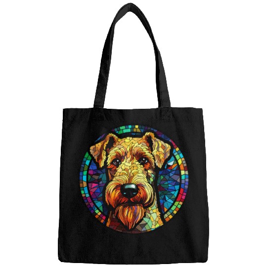 Airedale Terrier Dog Stained Glass Leadlight Artistic Design Bags