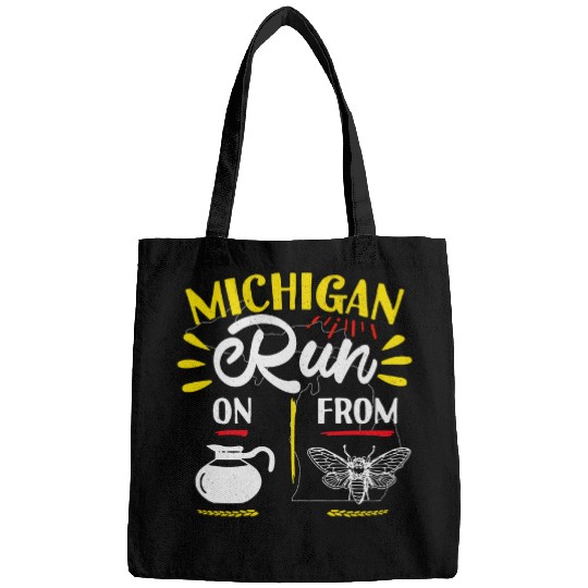 Coffee Fun Michigan Cicada Coffee Funny Michigan MI State Michigander Bags