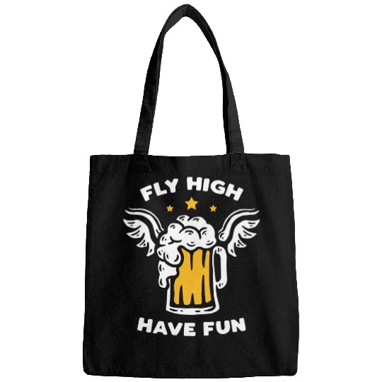Beer Fun Fly high have fun Beer Angel Wings Funny Party Art Quote Bags