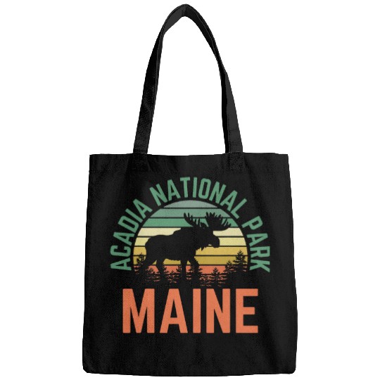 Lacrosse Gift Acadia National Park Maine Bar Harbor Moose Retro Sunset Bags