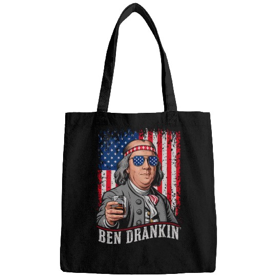 Wines Fun Ben Drankin Whiskey Drinking vintages USA 4th of July Funny Bags