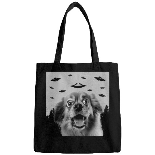 Alien UFO Funny Tibetan Spaniel Dog Lover Men Women Kids Bags