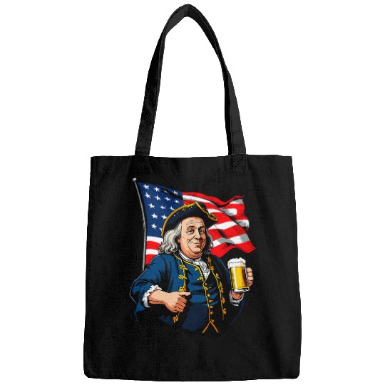 Beer Fun Benjamin Franklin With Beer Mug American Flag 6 Bags