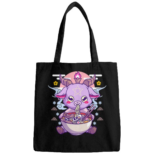 Goats Lover Baphomet Pho Ramen Goats Occult Spooky Kawaii Creepy Cute Bags