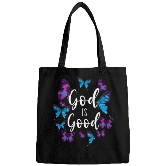 Christian Bible Verse Quote Butterfly God Is Good Bags