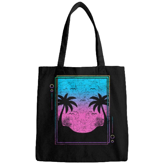 80s Music Vaporwave Aesthetic Palm Trees Sunrise Vaporwave Bags