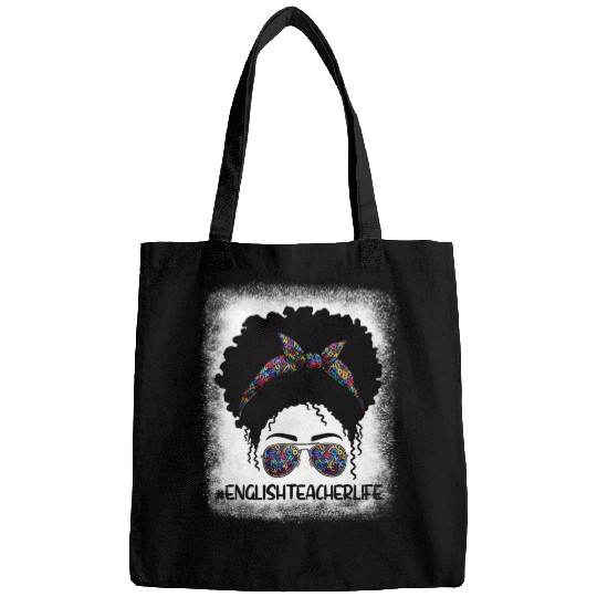 Afro Messy Bun English Teacher Life s 1st Day Of School Bags