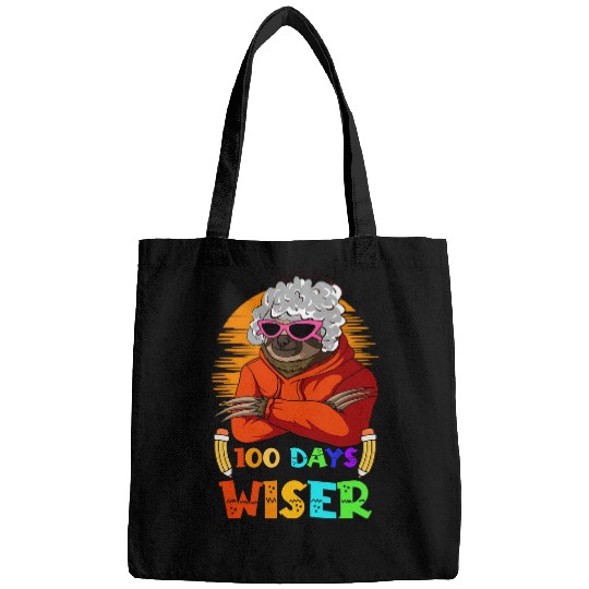 Sloth Pet 100 Days Wiser Of School 100 Year Old Lady Sloth Lover Bags