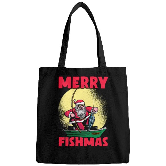 Merry Fishmas Funny Fishing Santa Angler XMAS Bags