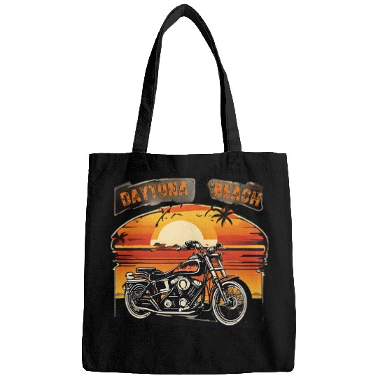 vintages Daytona Beach Bike Week Retro Sunset Palm Trees Bags