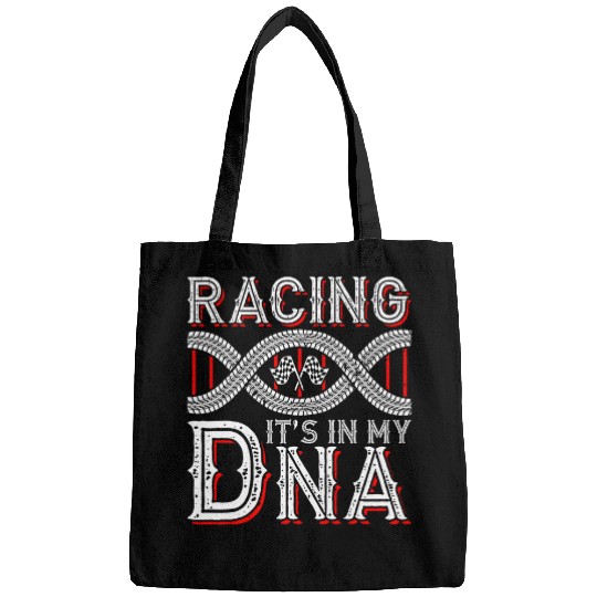 Distressed Funny Racing Its In My DNA Racer Race Car Track Bags