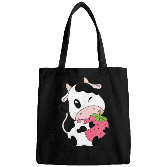 Cow Lover Cute Strawberry Cow Print Kawaii Aesthetic Animal Bags