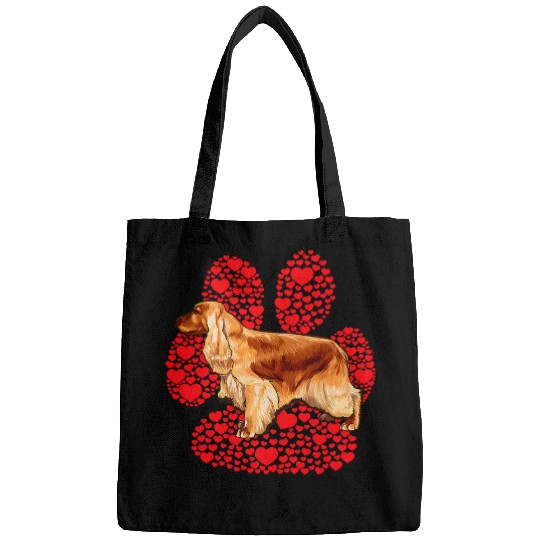 English Cocker Spaniel Valentines Day Dog Love Paw Bags