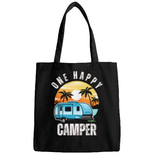 One Happy Camper Caravan Trailer Outdoor Camping Vacation Bags