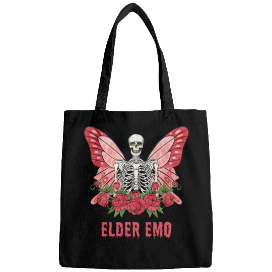 Elder Emo Goth Skeletons Butterfly Red Pink Gothic Womens Bags