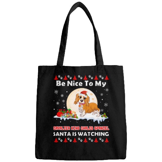 Be Nice To My Cavalier King Chales Spaniel Santa Christmas Bags