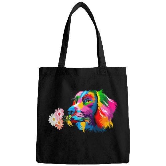 Boykin Spaniel dog colored Spaniel colorful flowers Bags