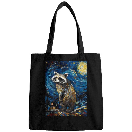 Raccoon Pet Starry Night Animal Lover Gifts Graphic Tees Bags