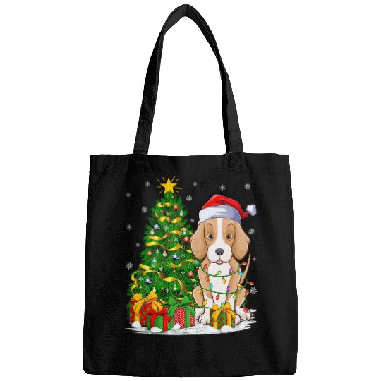 Funny xmass Family Matching Santa Foxhound Christmas Bags