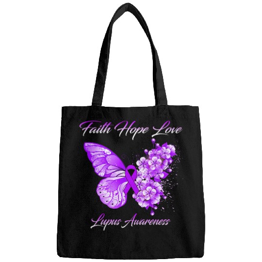 Butterfly Faith Hope Love Lupus Awareness Bags