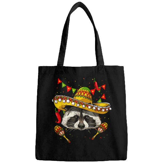Raccoon Pet Mexico Cinco de Mayo Raccoon Sombrero Mexican Party Animal Bags