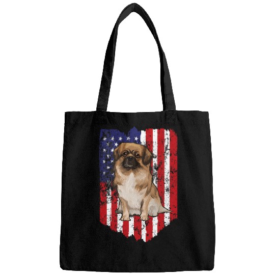 American Flag Tibetan Spaniel 4th Of July USA Bags