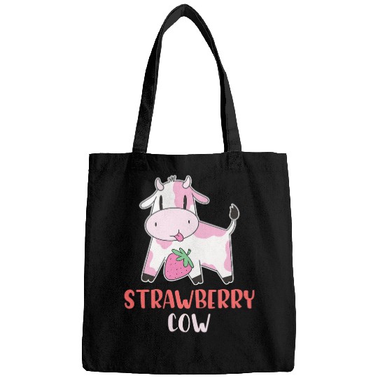 Cow Lover Pink Strawberry Cow Summer Fruit Berry Lover Bags