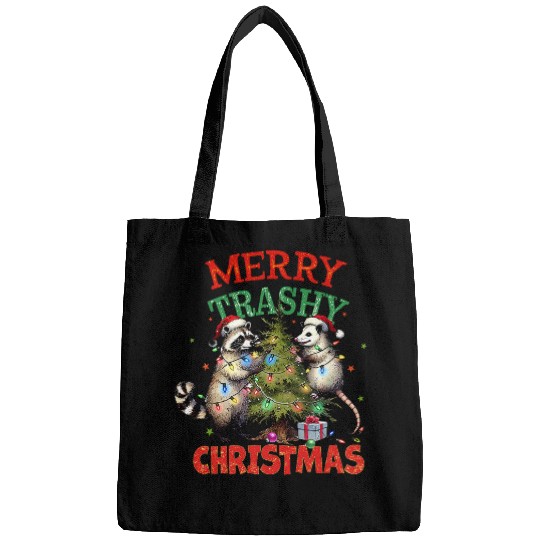 Raccoon Pet Merry Trashy Christmas Raccoon xmass Tree Lights Raccoon Bags