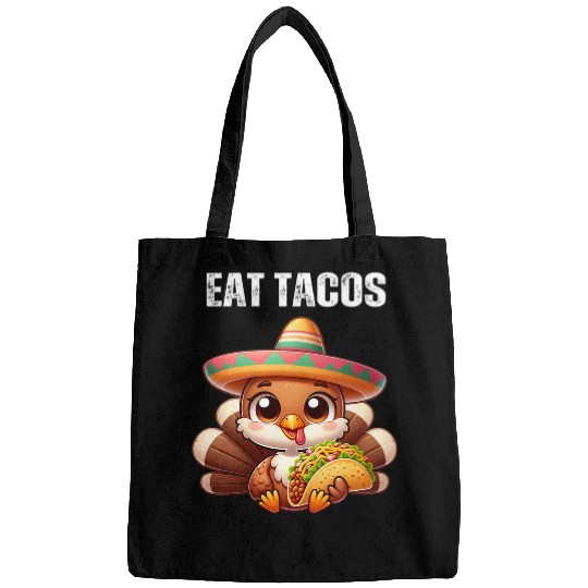 Turkey Eat Tacos Mexican Sombrero Thanksgiving Day Fall Crew Bags