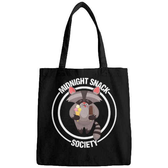 Raccoon Pet Midnight Snack Society Raccoon IceCream Late Night Humor Bags