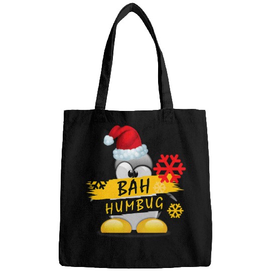 Penguin Pet Black Christmas Tees Funny Penguin Bah Humbug s Bags