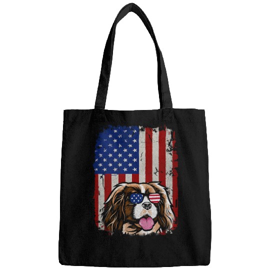 American Flag Cavalier King Charles Spaniel Bags