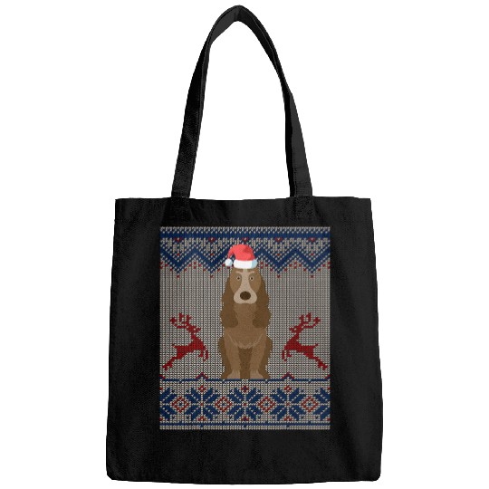 Cocker Spaniel Dog Santa Hat Ugly Christmas Sweater Gift Bags
