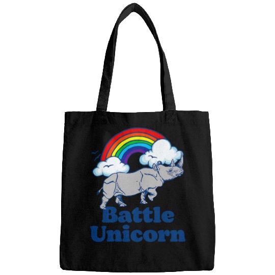 Lacrosse Gift Battle Unicorns Funny Retro 80s Rainbow Rhino Rhinoceros Bags