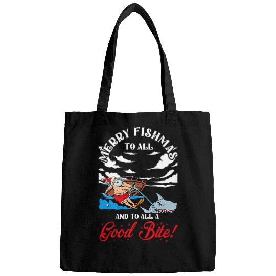 Merry Fishmas To All And To All Good Bite Fishing Christmas Bags