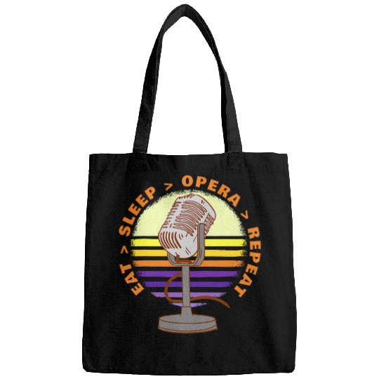 Eat Sleep Opera Repeat Singer Funny Retro vintages Microphone Bags