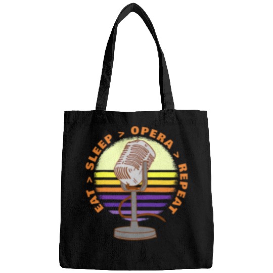 Eat Sleep Opera Repeat Singer Funny Retro vintages Microphone Bags