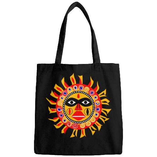 A Sun in Native American Pacific Northwest Coast Art Style Bags