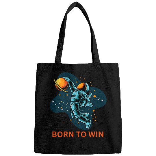 BORN TO WIN SPACE ASTRONAUT BASKETBALL PLAYER WINNER Bags