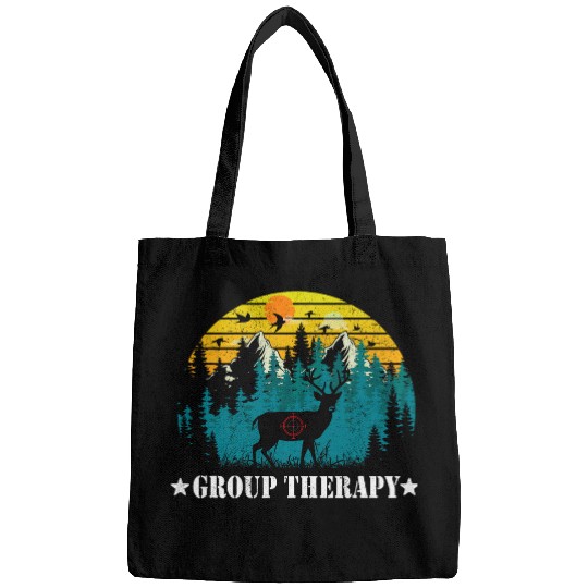 This Is What I Call Group Therapy Funny Retro Hunting Deer Bags