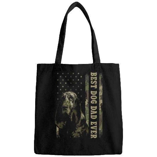 bests Bloodhound Dad Ever   Camo USA Flag Dog Dad Bags