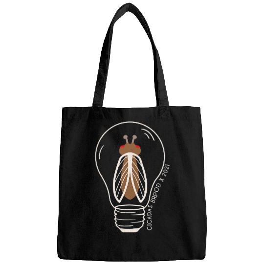 Cicada Brood X Lightbulb Graphic Entomology Bug Insect Love Bags