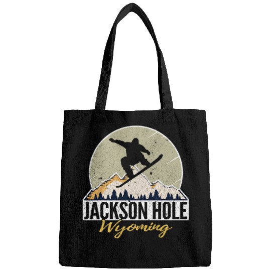 Skiing Ski Jackson Hole Wyoming Snowboarding Retro Mountain Vacation Bags