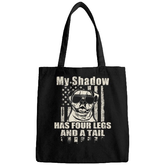 My Shadow American Bulldog Proud American Flag Funny Bags