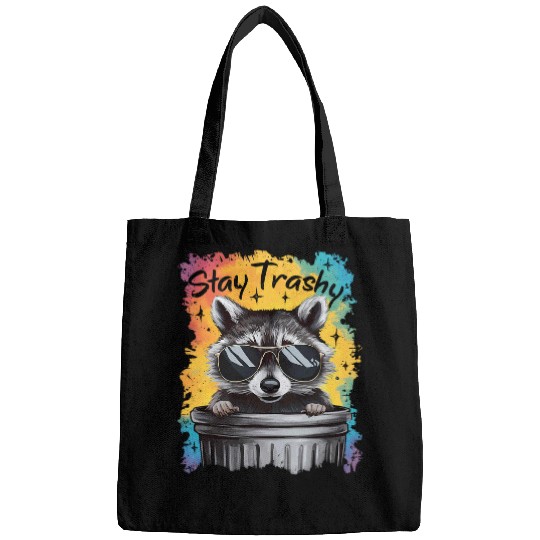 Raccoon Pet Stay Trashy Funny Raccoon Trash tie dye Bags