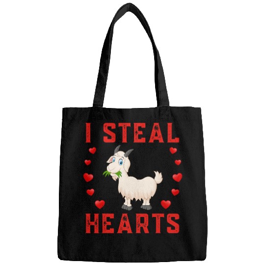Goats Lover Graphic Themed I Steal Hearts Cute Valentines Day Bags