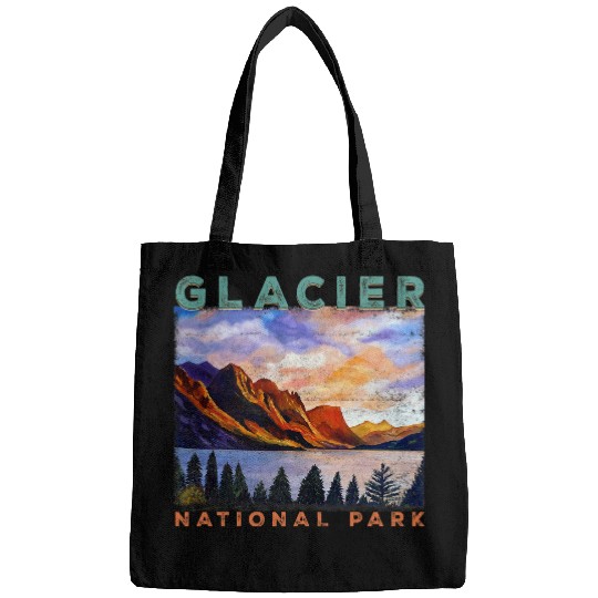 Retro Glacier National Park Montana Women Men Kids Hiking 1 Bags