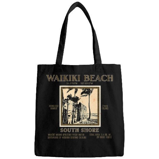 Waikiki Beach Hawaii Tropical Island Vacation Surf Sunset Bags