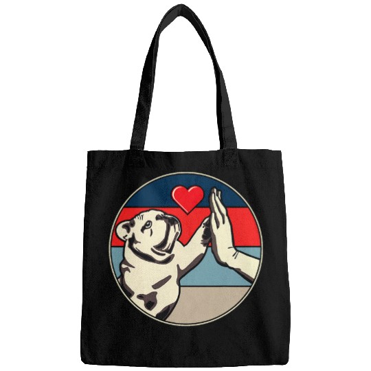 English Bulldog High Five Bully Dog Lovers Vintage Bags